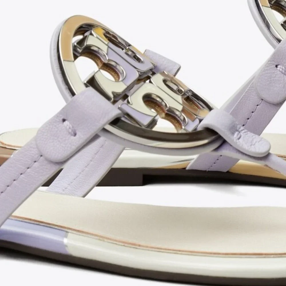 Tory Burch $258 MILLER ENAMEL LOGO SANDAL Spring Lavender Lilac